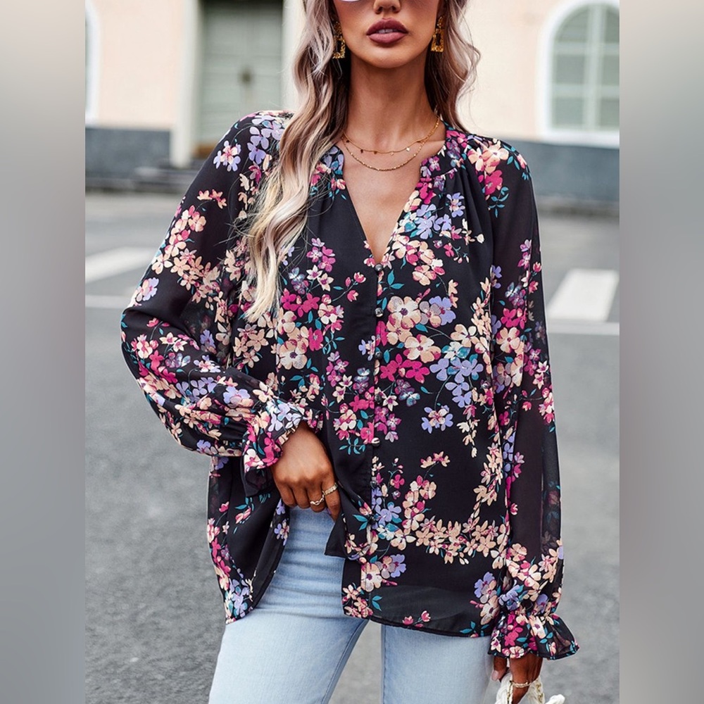 Floral button down blouse